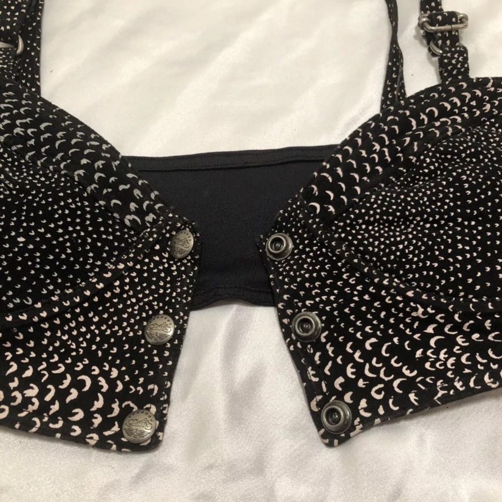 FABULOUS Vintage Leather Easy Rider Motorcycle BUSTIER-Bra -Corset Closer Snaps